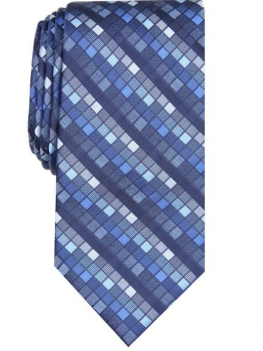 Perry Ellis Portfolio Mens Canehill Grid Tie Navy